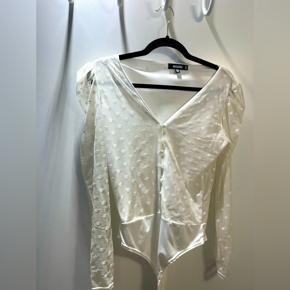 Missguided White LongSleeve Top